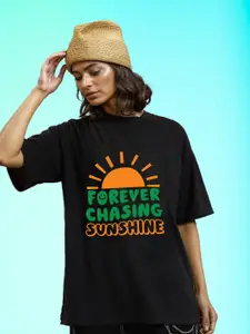 Slenor Typography Printed Cotton Oversized T Shirt