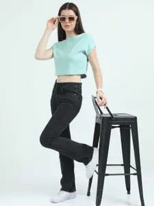 Mast & Harbour Women Comfort Bootcut High-Rise Light Fade Stretchable Jeans