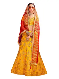 Maroosh Embroidered Thread Work Unstitched Lehenga & Blouse With Dupatta