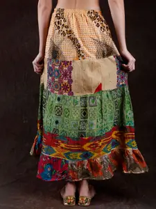 Exotic India Pure Cotton Wrap Maxi Skirt