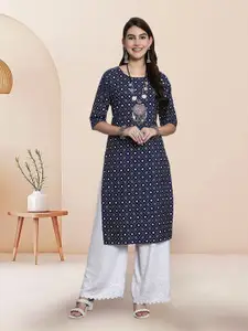 7Threads Floral Printed Straight Kurta