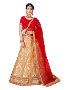 Maroosh Embroidered Thread Work Unstitched Lehenga & Blouse With Dupatta