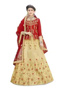 Maroosh Embroidered Thread Work Unstitched Lehenga & Blouse With Dupatta