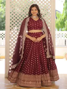 Ethnic Yard Semi-Stitched Lehenga & Unstitched Blouse With Dupatta