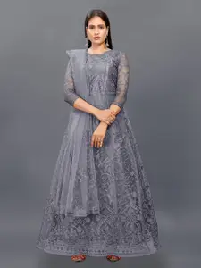 JULEE Embroidered Net Fit & Flare Maxi Dress