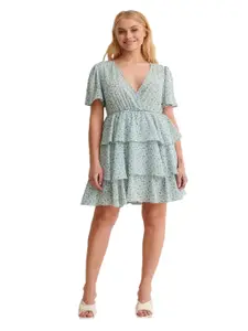 Roadster Poly Rayon Floral Mini A Line Dress