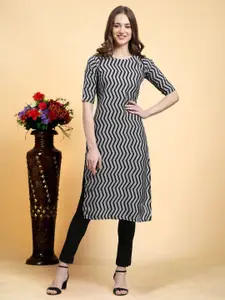7Threads Chevron Printed Round Neck Machine Weave Straight Kurta