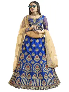 Maroosh Embroidered Thread Work Unstitched Lehenga & Blouse With Dupatta