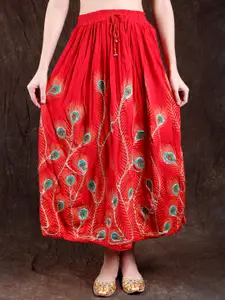 Exotic India Printed Pure Cotton Maxi Skirt