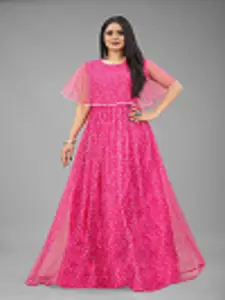 JULEE Printed Flared Sleeve Fit & Flare Maxi Dress