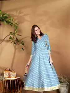 Anouk Women Striped V-Neck Maxi Dress