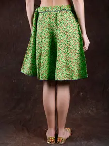 Exotic India Printed Pure Cotton Flared Skirt