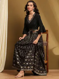 Biba Floral Woven Design Sequinned Top With Skirt