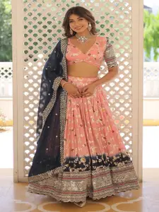 Ethnic Yard Sequinned Semi-Stitched Lehenga & Unstitched Blouse With Dupatta