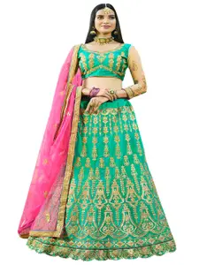 Maroosh Embroidered Thread Work Unstitched Lehenga & Blouse With Dupatta