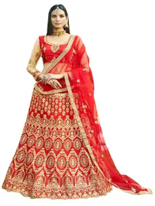 Maroosh Embroidered Thread Work Unstitched Lehenga & Blouse With Dupatta