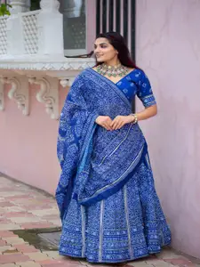 LOOKNBOOK ART Printed Semi-Stitched Lehenga & Unstitched Blouse With Dupatta