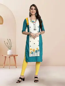 7Threads Floral Printed Crepe Straight Kurta