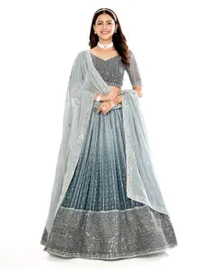 SHOPGARB Embellished Sequinned Semi-Stitched Lehenga & Unstitched Blouse With Dupatta