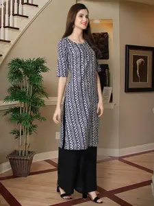 7Threads Geometric Printed Straight Kurta