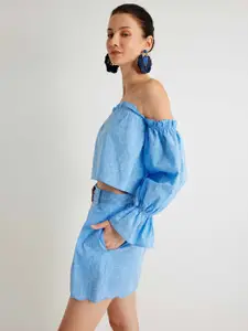 Koton Off-Shoulder Bell Sleeve Cotton Bardot Top