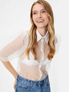 Koton Puff Sleeve Shirt Style Top