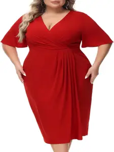 Samsara Couture Plus Size Wrap Midi Dress