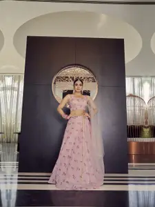 Fusionic Printed Semi-Stitched Lehenga & Unstitched Blouse With Dupatta