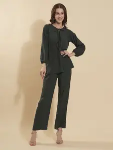 all about you Tie-up Neck Top & Trousers