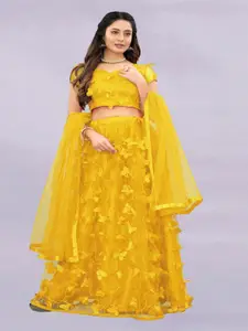 LADY SHOPI Embroidered Net Semi-Stitched Lehenga & Unstitched Blouse With Dupatta