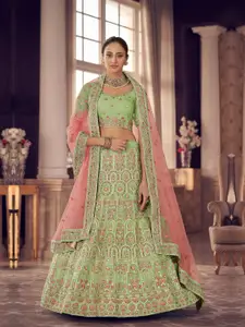Fusionic Embroidered Semi-Stitched Lehenga & Unstitched Blouse With Dupatta