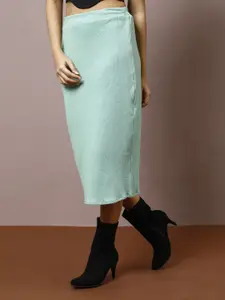 Athena Women Ribbed Pencil Midi Skirt