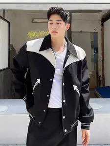 StyleCast Men Spread Collar Colourblocked Casual Bomber Jacket