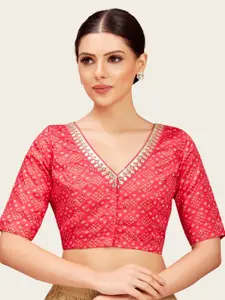 Studio Shringaar Bandhni Printed Gotta Patti Saree Blouse