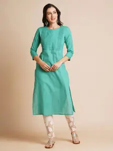 RATAN Embroidered Round Neck Straight Kurta