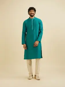Manyavar Embroidered Mandarin Collar Straight Kurta with Pyjamas