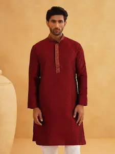 SOJANYA Paisley Woven Design Mandarin Collar Straight Kurta