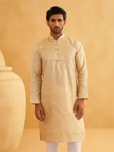 SOJANYA Paisley Woven Design Mandarin Collar Straight Long Kurta