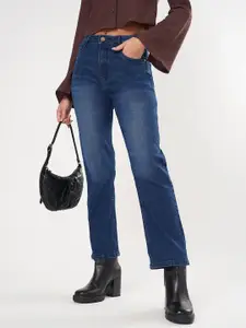 SF JEANS by Pantaloons Women Straight Fit High-Rise Low Distress Light Fade Jeans