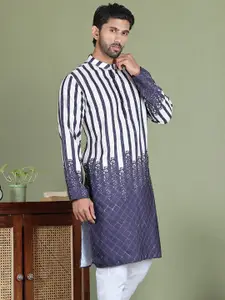 Jompers Geometric Printed  Sequinned Mandarin Collar Straight Kurta