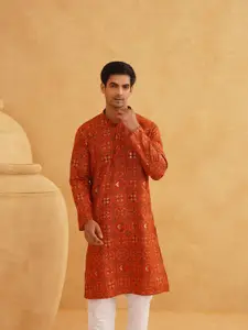 SOJANYA Ethnic Motifs Printed Band Collar Straight Long Kurta