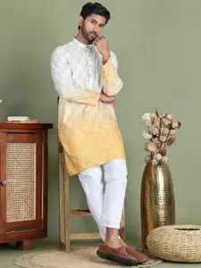 Anouk Abstract Print Mandarine collar straight Kurta with Pyjamas