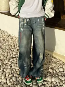 StyleCast Men Printed Original Wide Leg Mid-Rise Jeans