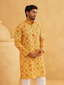 SOJANYA Ethnic Motifs Printed Band Collar Straight Long Kurta