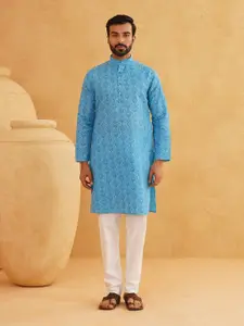 SOJANYA Ethnic Motifs Printed Band Collar Straight Long Kurta