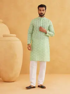 SOJANYA Ethnic Motifs Printed Band Collar Straight Long Kurta