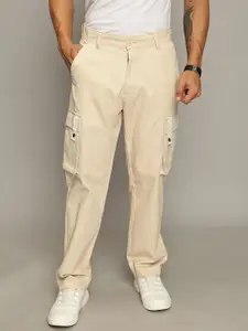 The Roadster Lifestyle Co Men Pure Cotton Relaxed Fit Cargo Trousers