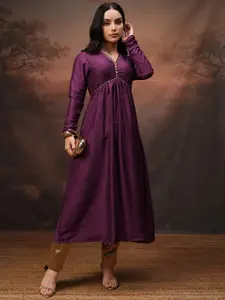 Vishudh Women V-Neck Gathered Kurta