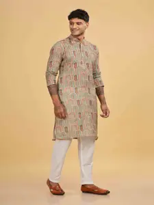 Anouk Abstract Woven Design Mandarin Collar Straight Kurta