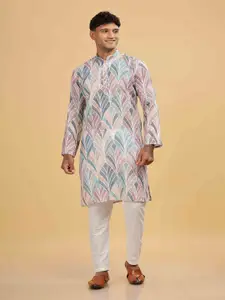 Anouk Abstract Woven Design Mandarin Collar Straight Kurta